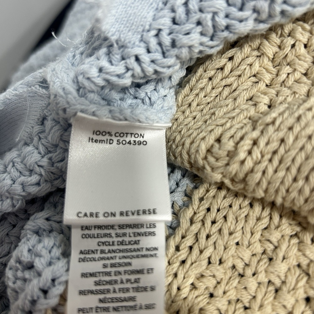 LL Bean Signature Womens Size L Beige Fisherman Cable Knit Sweater 100% Cotton - Picture 8 of 10